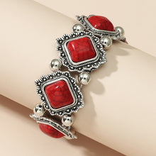 Load image into Gallery viewer, Personality vintage geometric turquoise stretch bracelet women&#39;s bohemian bracelet jewelry