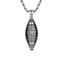 Load image into Gallery viewer, S925 Sterling Silver Lucky Transfer Six Words Turquoise Nine Eyes Beads Pendant Necklace