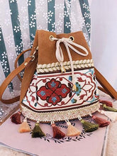 Load image into Gallery viewer, Bohemian Embroidered Tassel Bucket Bag Crossbody Bag