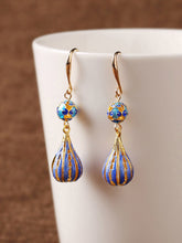 Load image into Gallery viewer, Cloisonne Blue Earrings High-grade Female Antique Sterling Silver Earrings