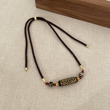 Load image into Gallery viewer, Ethnic style Tibetan style nine-eyed dzi necklace women&#39;s niche design emotional couple accessories new Chinese vintage sweater chain