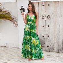 Load image into Gallery viewer, Bohemian print maxi dress sexy V-neck slip dress