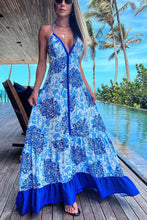 Load image into Gallery viewer, Summer women's fashion print V-neck slip dress