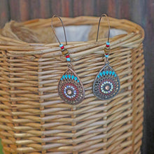 Load image into Gallery viewer, New national style personality retro hollowed out carved oil drop exaggerated Earrings
