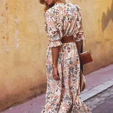 Load image into Gallery viewer, Women's stylish long V-neck mid-sleeve floral dress
