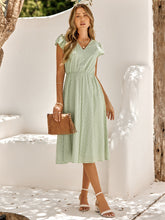 Load image into Gallery viewer, Casual women&#39;s solid color V-neck waist fresh style dress women