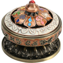 Load image into Gallery viewer, Alloy plate incense burner household Tibetan Eight Treasures Eight Auspicious Sandalwood incense burner Nepal tea ceremony ornaments