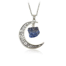 Load image into Gallery viewer, Natural stone crystal necklace vintage moon alloy sweater chain