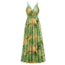 Load image into Gallery viewer, Bohemian print maxi dress sexy V-neck slip dress