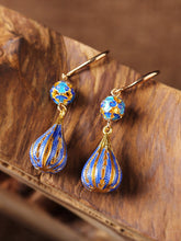 Load image into Gallery viewer, Cloisonne Blue Earrings High-grade Female Antique Sterling Silver Earrings