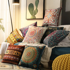 Ethnographic Vintage Pillowcase Bohemian Square Cushion Cover