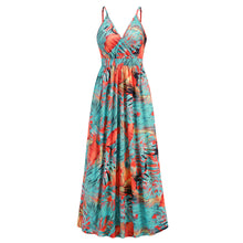 Load image into Gallery viewer, Bohemian print maxi dress sexy V-neck slip dress