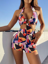 Load image into Gallery viewer, Sexy big steel ring ladies one-piece swimsuit