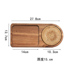 Load image into Gallery viewer, Solid Wood Tray, Water Cup, Plate, Vintage Bread, Dim Sum, Dessert Storage, Breakfast and Small Plate