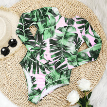 Load image into Gallery viewer, Long Sleeve Printed One Piece Swimsuit Triangle One Piece Surf Suit