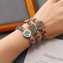 Load image into Gallery viewer, Tibetan ethnic style Nepalese beads hand string retro diagonal knot colorful rope pure hand woven bracelet