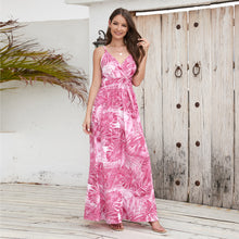 Load image into Gallery viewer, Bohemian print maxi dress sexy V-neck slip dress