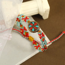 Load image into Gallery viewer, Tibetan ethnic style Nepalese beads hand string retro diagonal knot colorful rope pure hand woven bracelet