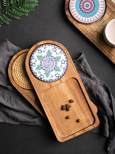 Solid Wood Tray, Water Cup, Plate, Vintage Bread, Dim Sum, Dessert Storage, Breakfast and Small Plate