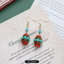 Load image into Gallery viewer, Original niche Nepal exotic Tibetan ethnic earrings retro temperament simple earrings show face thin earrings.