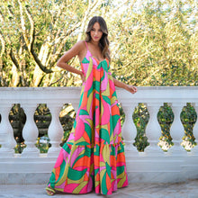 Load image into Gallery viewer, Deep V Backless Dress Bohemian Floral Sling Dress