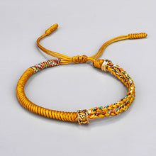 Load image into Gallery viewer, Tibetan style bracelet hand-woven diamond knot red rope bracelet six-character mantra copper pearl red bracelet