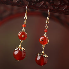 Load image into Gallery viewer, Red Agate Vintage Tibetan Earrings