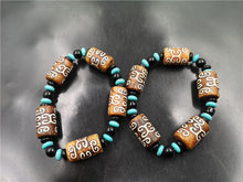 Load image into Gallery viewer, New Tibetan Retro Pattern Beads Agate Barrel Beads Bracelet Tibetan Old Agate Bracelets