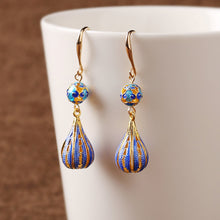 Load image into Gallery viewer, Cloisonne Blue Earrings High-grade Female Antique Sterling Silver Earrings