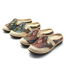 Load image into Gallery viewer, Women's New Ethnic Style Half Slippers Linen Casual Fisherman's Shoes Soft Soled Mother's Shoes