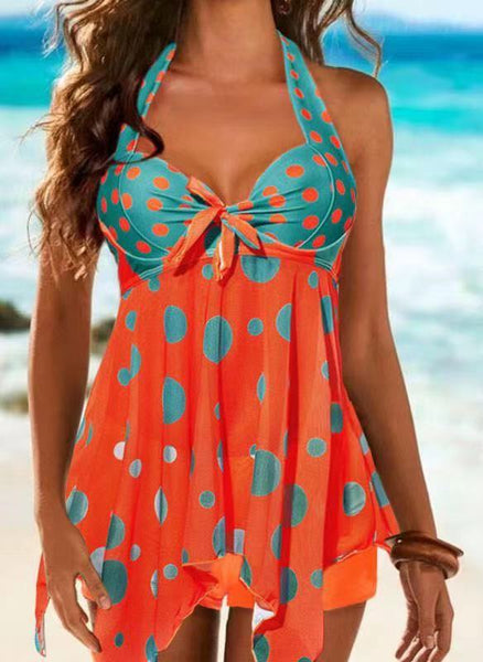 Women's split slimming bikini print low-rise swimsuit