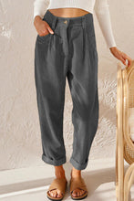 Load image into Gallery viewer, New women&#39;s high waist casual pants solid color loose straight corduroy pants