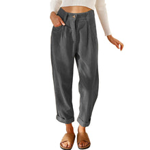 Load image into Gallery viewer, New women&#39;s high waist casual pants solid color loose straight corduroy pants