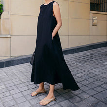 Load image into Gallery viewer, New Loose Mid-length Casual Sleeveless Linen A-line Fishtail Dress