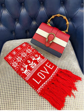 Load image into Gallery viewer, Christmas knitted hat jacquard scarf touch screen gloves three-piece gift