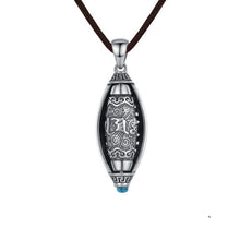 Load image into Gallery viewer, S925 Sterling Silver Lucky Transfer Six Words Turquoise Nine Eyes Beads Pendant Necklace