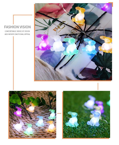 Led Bunny Easter Lights String Eggs Festival Atmosphere Decorative Lights Indoor and Outdoor Festival Background Decorative Lights