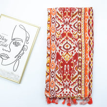 Load image into Gallery viewer, Ethnic style print silk scarf satin simple ladies long scarf spring and summer scarf shawl