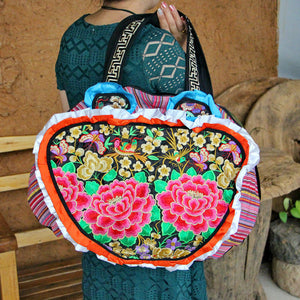 National wind bag Tibetan embroidery Big bag lady hand bag
