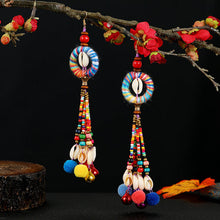 Load image into Gallery viewer, Retro national style contrast color pommel Earrings exaggerated personality Bohemian holiday long tassel temperament Earrings women