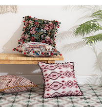Load image into Gallery viewer, Moroccan flower hairball geometric throw pillow cushion pillowcase