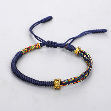 Load image into Gallery viewer, Tibetan style bracelet hand-woven diamond knot red rope bracelet six-character mantra copper pearl red bracelet