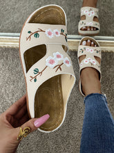 Load image into Gallery viewer, Flip flops women&#39;s summer wedge heel platform sandals embroidered women&#39;s sandals