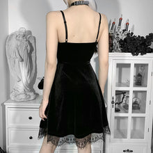 Load image into Gallery viewer, Sexy suspender dress women&#39;s chest and backless lace stitching new short dress