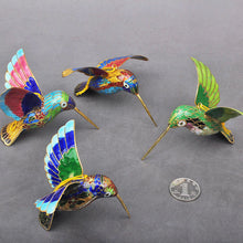 Load image into Gallery viewer, Cloisonne Copper Bodied Kingfisher Hummingbird Pendant Filigree Christmas Tree Pendant Collection