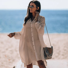 Load image into Gallery viewer, Beach shirt bamboo cloth loose sun protection shirt holiday blouse
