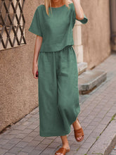 Load image into Gallery viewer, New linen casual loose solid color suit two-piece set