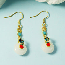 Load image into Gallery viewer, Ping An Buckle Temperament Earrings Long Retro Style Copper Coins Earrings