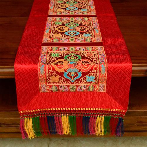 Tibetan-style folk tablecloth retro long table tea tablecloth Buddha hall decoration