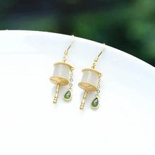 Load image into Gallery viewer, Prayer Wheel Earrings Silver Tassel Jasper Earrings Earrings Ethnic Style